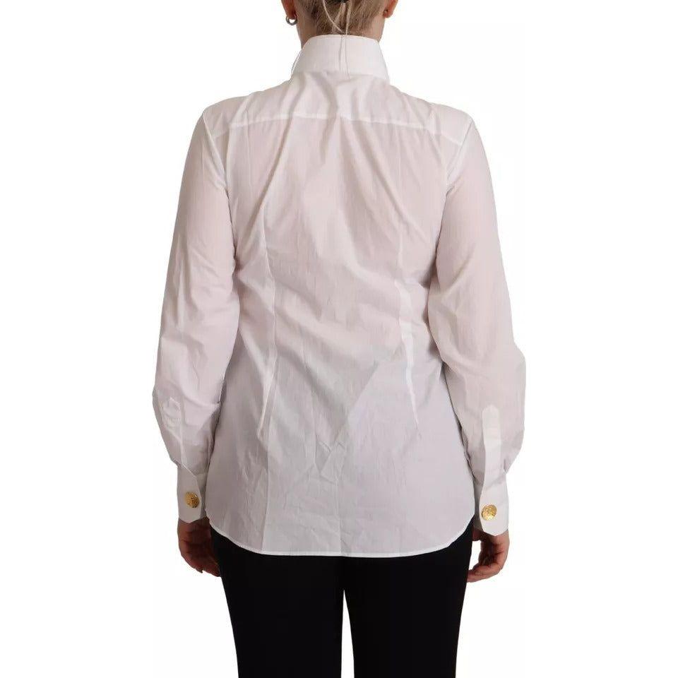 Dolce & Gabbana White Cotton Collared Long Sleeves Formal Shirt Top TSH7625-40