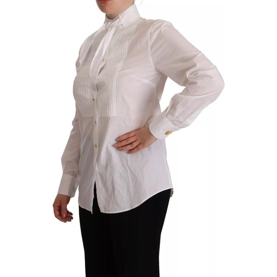 Dolce & Gabbana White Cotton Collared Long Sleeves Formal Shirt Top TSH7625-40