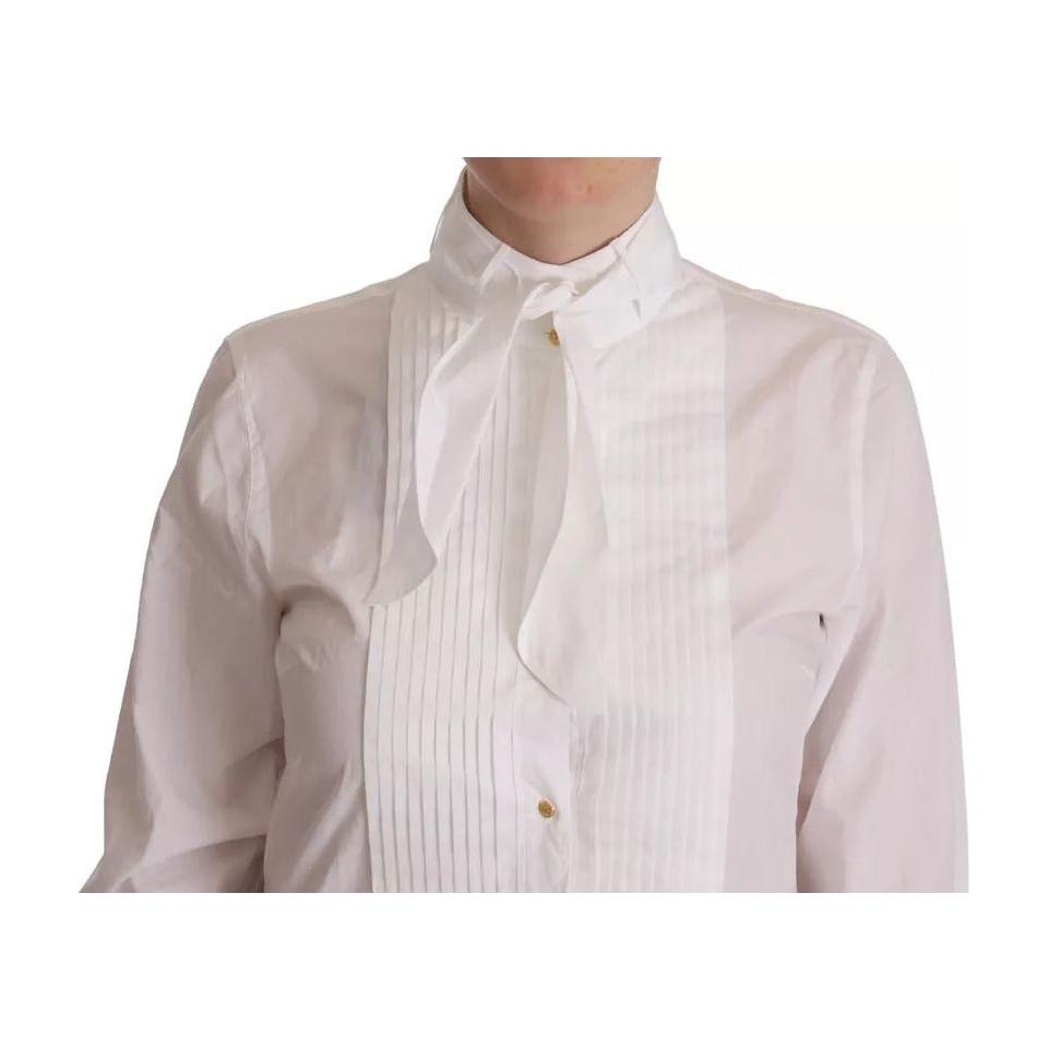 Dolce & Gabbana White Cotton Collared Long Sleeves Formal Shirt Top TSH7625-40