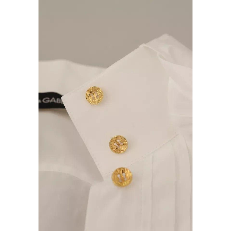 Dolce & Gabbana White Cotton Collared Long Sleeves Formal Shirt Top TSH7625-40
