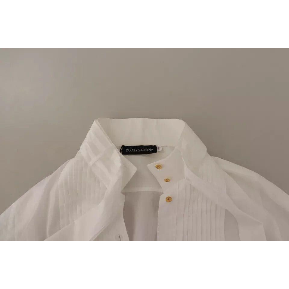 Dolce & Gabbana White Cotton Collared Long Sleeves Formal Shirt Top TSH7625-40