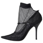 Dolce & Gabbana Black Tulle Stretch Boots Pumps Shoes LA10827-39