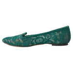Dolce & Gabbana Green Taormina Lace Slip On Flats Shoes LA10893-36.5