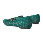 Dolce & Gabbana Green Taormina Lace Slip On Flats Shoes LA10893-36.5