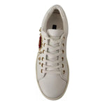 Dolce & Gabbana White Leather Gold Red Heart Sneakers Shoes LA9896#1-35