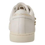 Dolce & Gabbana White Leather Gold Red Heart Sneakers Shoes LA9896#1-35