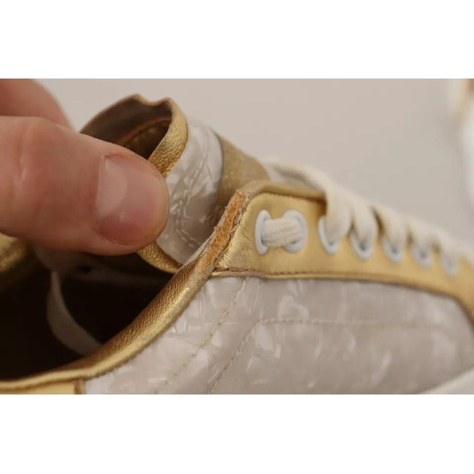 Dolce & Gabbana White Portofino Mother Of Pearl Sneakers Casual Shoes LA9278-36