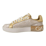 Dolce & Gabbana White Portofino Mother Of Pearl Sneakers Casual Shoes LA9278-36
