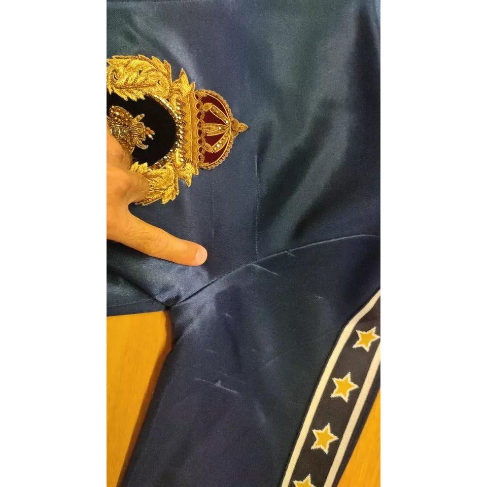 Dolce & Gabbana Blue Heraldic Patch Striped King Bee Sweater JKT2880-46