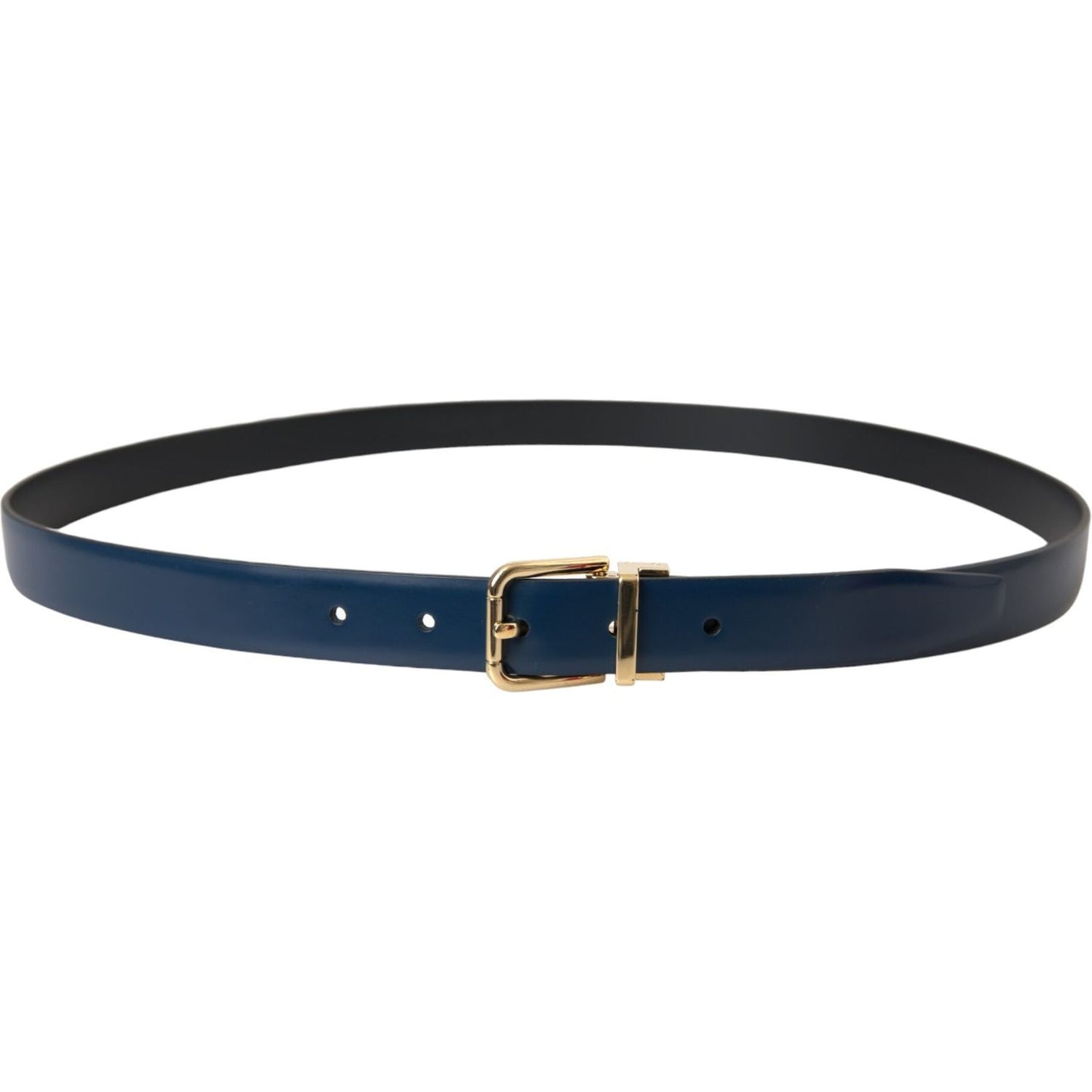 Dolce & Gabbana Blue Calf Leather Gold Metal Buckle Belt Men BEL9187-110