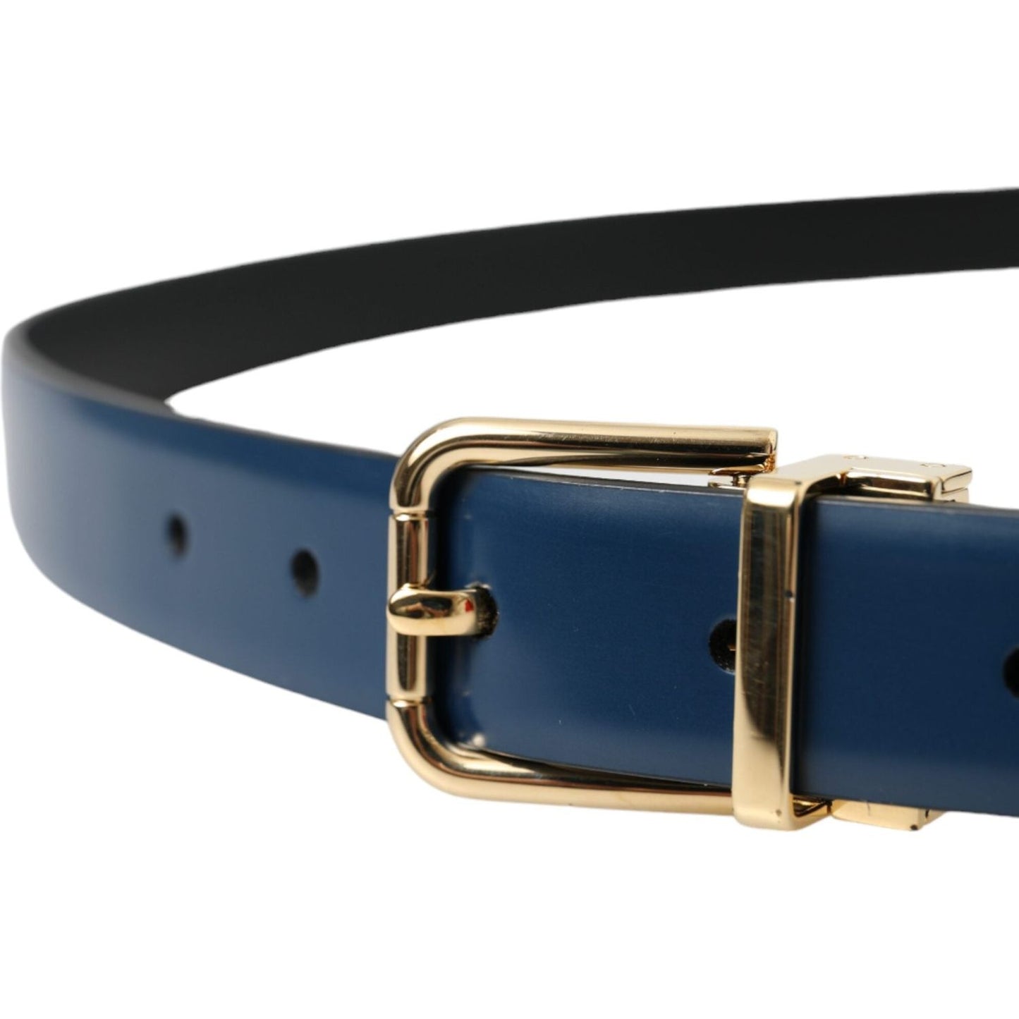 Dolce & Gabbana Blue Calf Leather Gold Metal Buckle Belt Men BEL9187-110