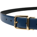 Dolce & Gabbana Blue Calf Leather Gold Metal Buckle Belt Men BEL9187-110