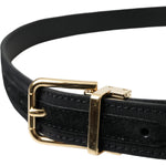 Dolce & Gabbana Black Gros Grain Gold Metal Buckle Belt Men BEL9224-80