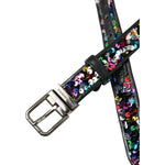 Dolce & Gabbana Black Sequined Silver Metal Buckle Women Belt BEL9191-90