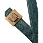 Dolce & Gabbana Dark Green Leather Square Metal Buckle Belt BEL9198-90