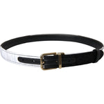 Dolce & Gabbana Black White Patchwork Gold Metal Buckle Belt WMB407-80