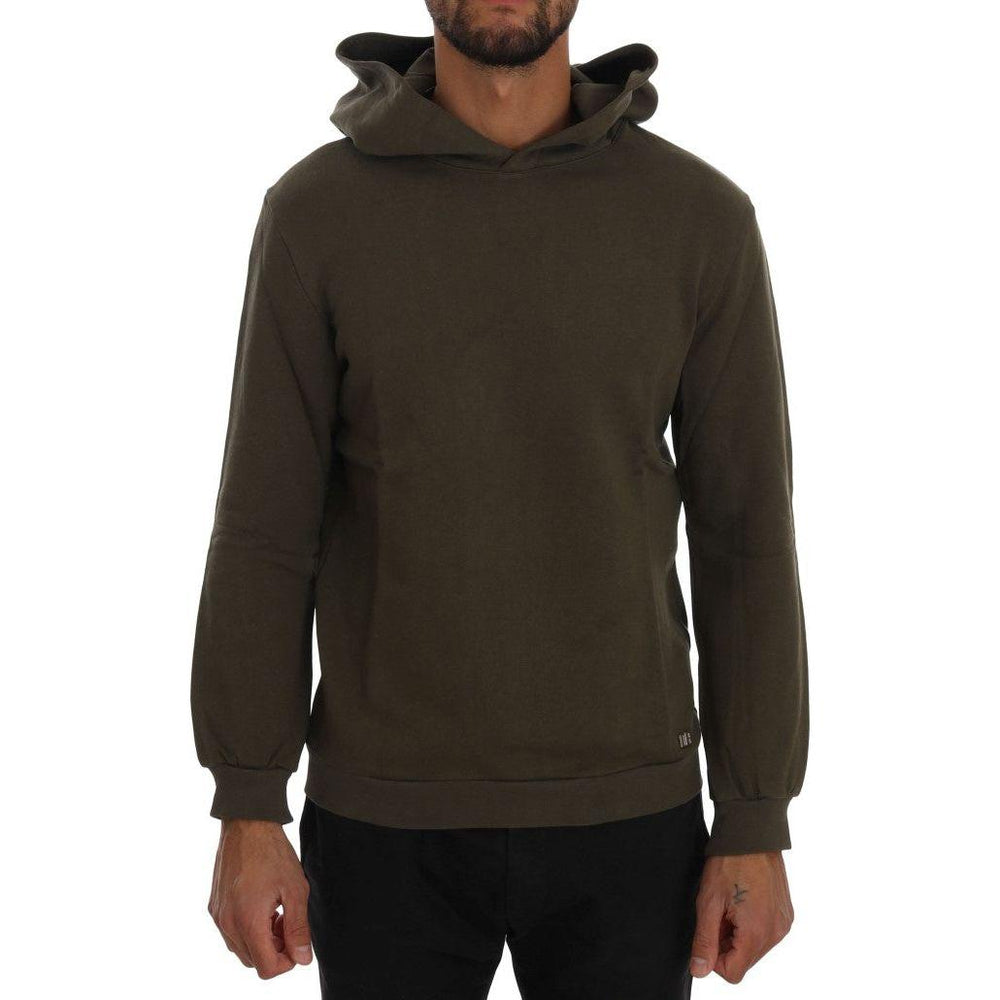 Daniele Alessandrini Green Pullover Hodded Cotton Sweater TSH1342-3