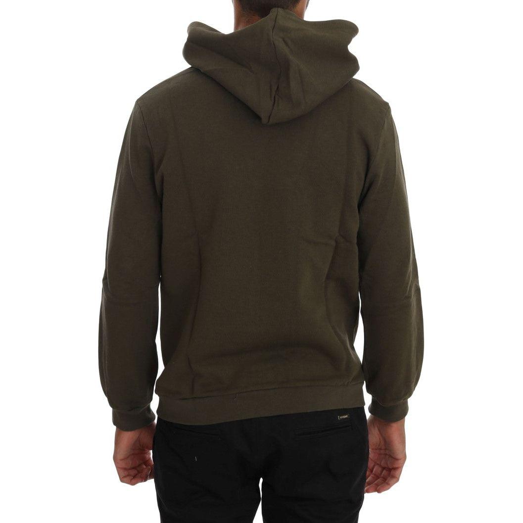 Daniele Alessandrini Green Pullover Hodded Cotton Sweater TSH1342-3