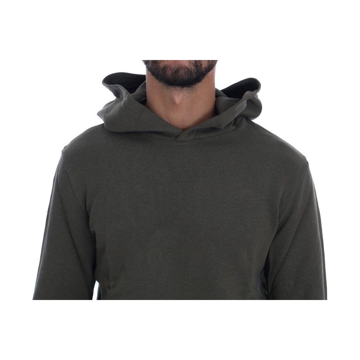 Daniele Alessandrini Green Pullover Hodded Cotton Sweater TSH1342-3