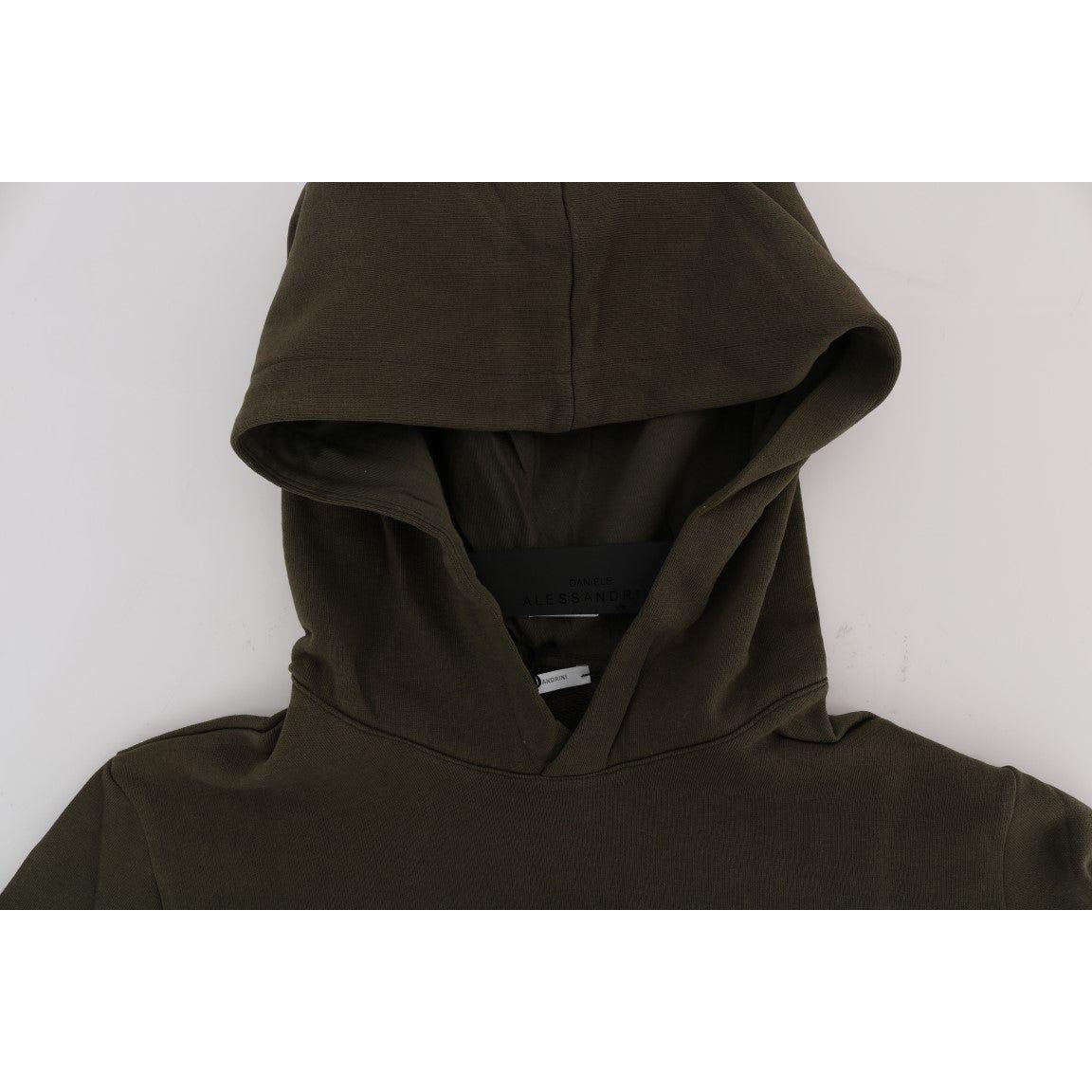 Daniele Alessandrini Green Pullover Hodded Cotton Sweater TSH1342-3