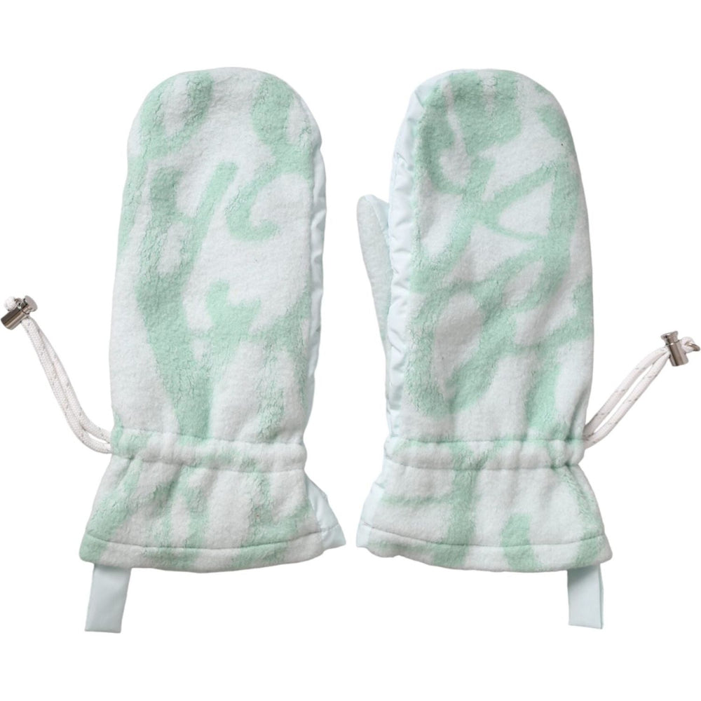 Dolce & Gabbana White Nylon Fleece Wrist Length Mitten Gloves LB30134-8