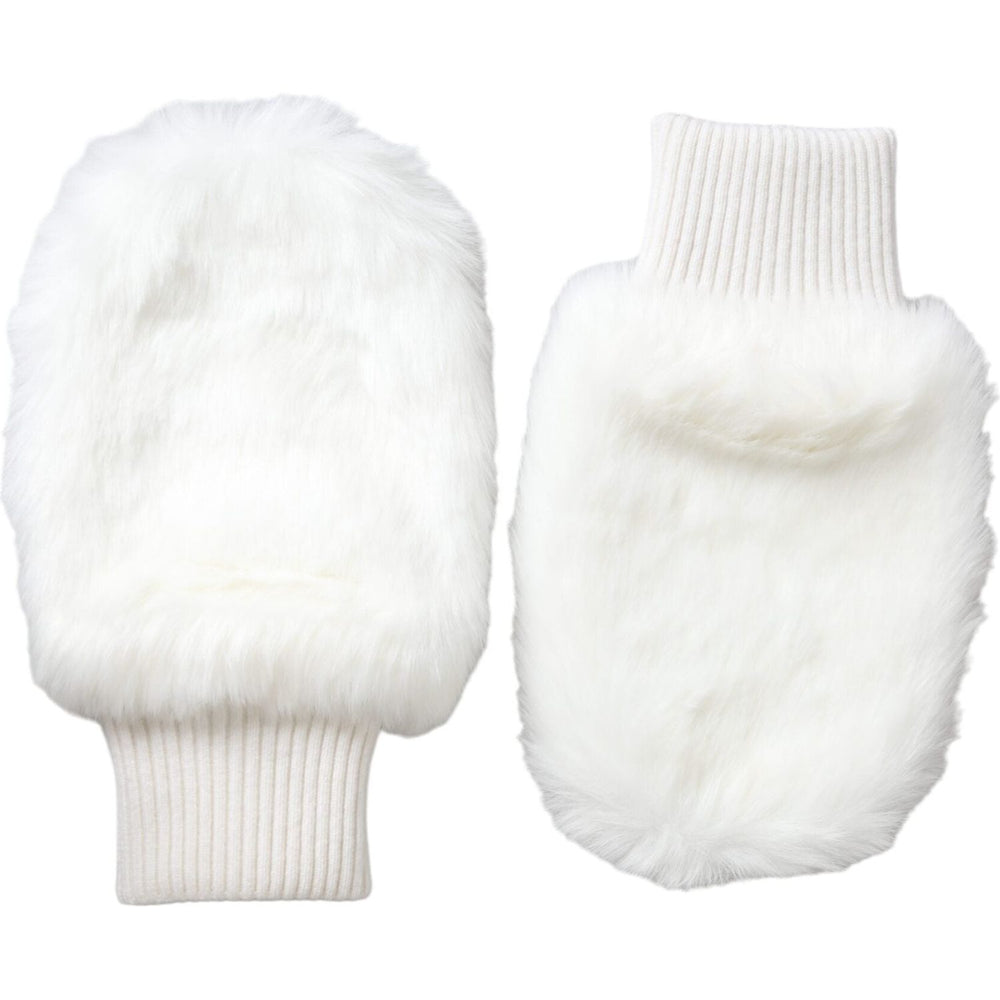 Dolce & Gabbana White Acrylic Knitted Fur Wrist Mitten Gloves LB30135
