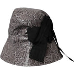 Dolce & Gabbana Black Gray Patterned Leather Bucket Hat HAT9554-56