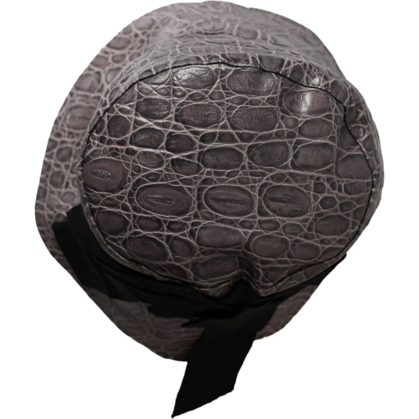 Dolce & Gabbana Black Gray Patterned Leather Bucket Hat HAT9554-56
