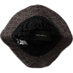 Dolce & Gabbana Black Gray Patterned Leather Bucket Hat HAT9554-56