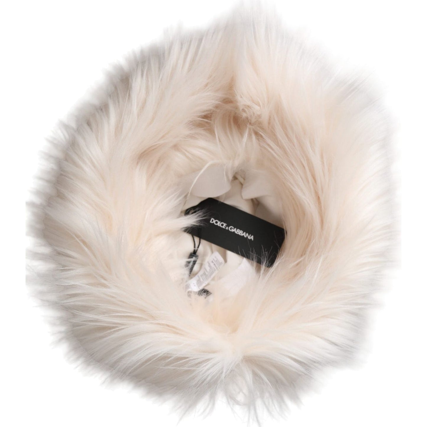 Dolce & Gabbana White Acrylic Fur Womens Bucket Hat HAT9575-58
