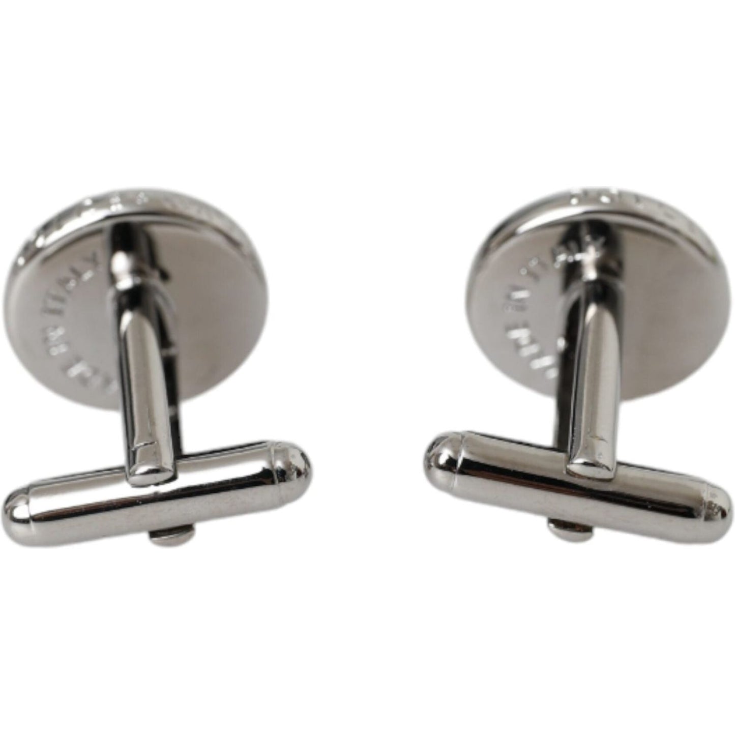 Dolce & Gabbana Silver Plated Brass Round Pin Men Cufflinks SMY10214