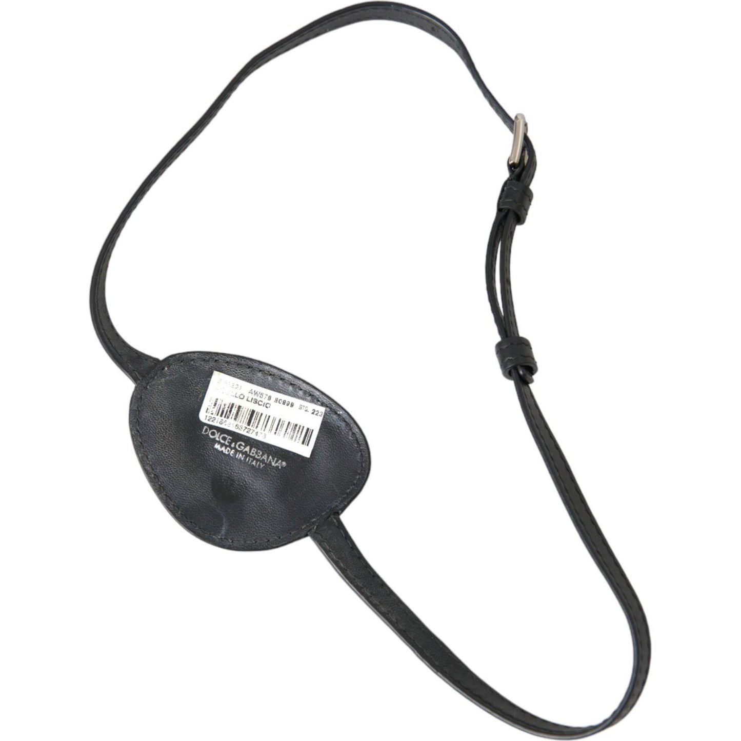 Dolce & Gabbana Black Calfskin Leather Metal DG Logo Eye Patch SMY10279