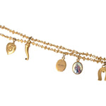 Dolce & Gabbana Gold Tone Chain Brass Charm Statement Sicily Necklace SMY10308