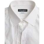 Dolce & Gabbana White Logo Cotton Men Dress GOLD Shirt TSH86308-40