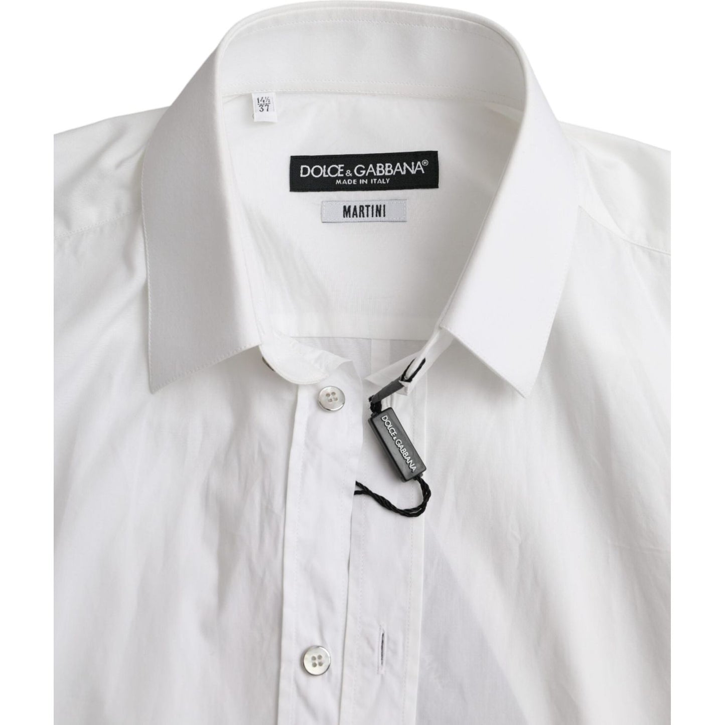 Dolce & Gabbana White Cotton Long Sleeve Dress MARTINI Shirt TSH86312-37
