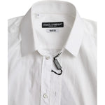 Dolce & Gabbana White Cotton Long Sleeve Dress MARTINI Shirt TSH86312-37