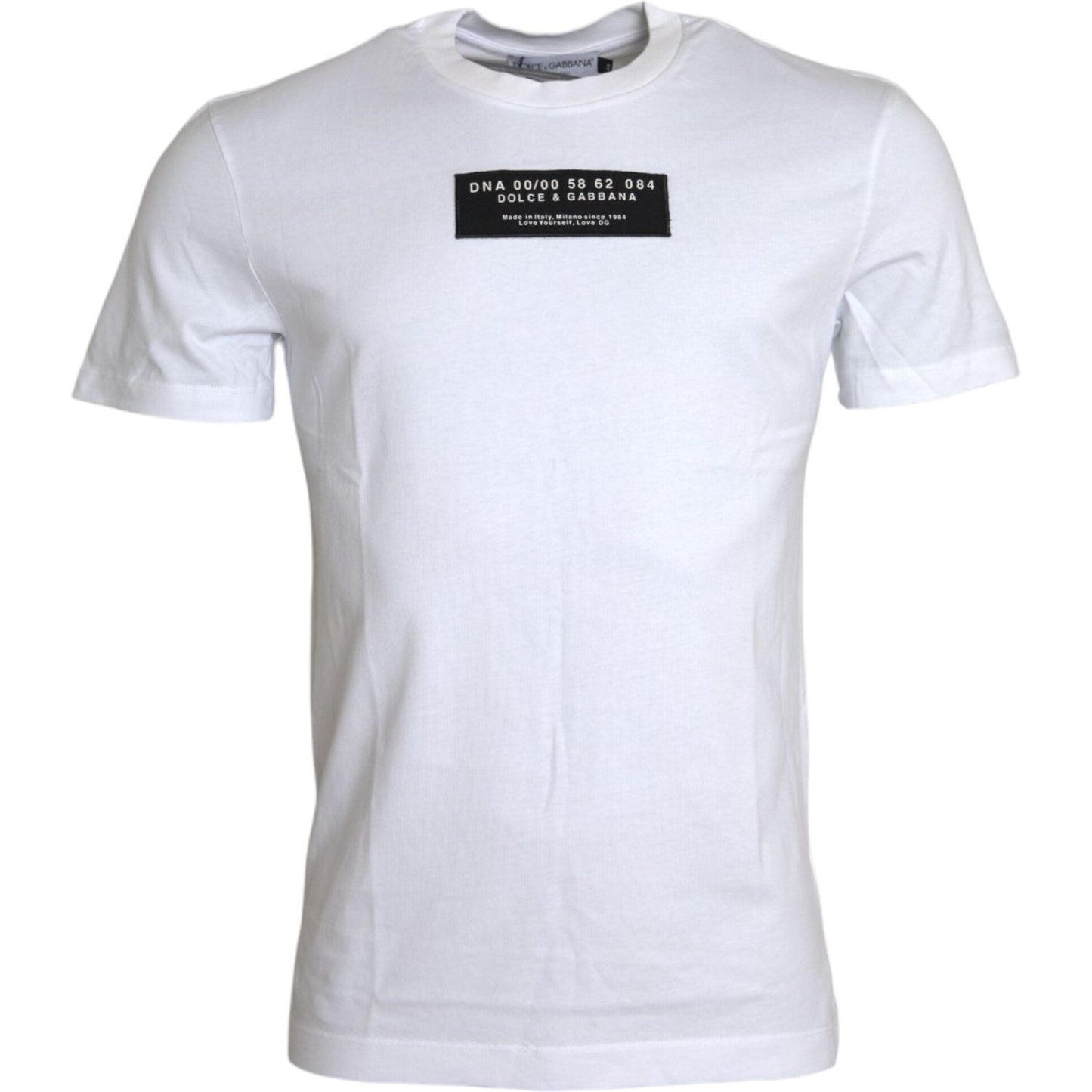 Dolce & Gabbana White Cotton DG Applique Men Casual T-shirt TSH86249-50