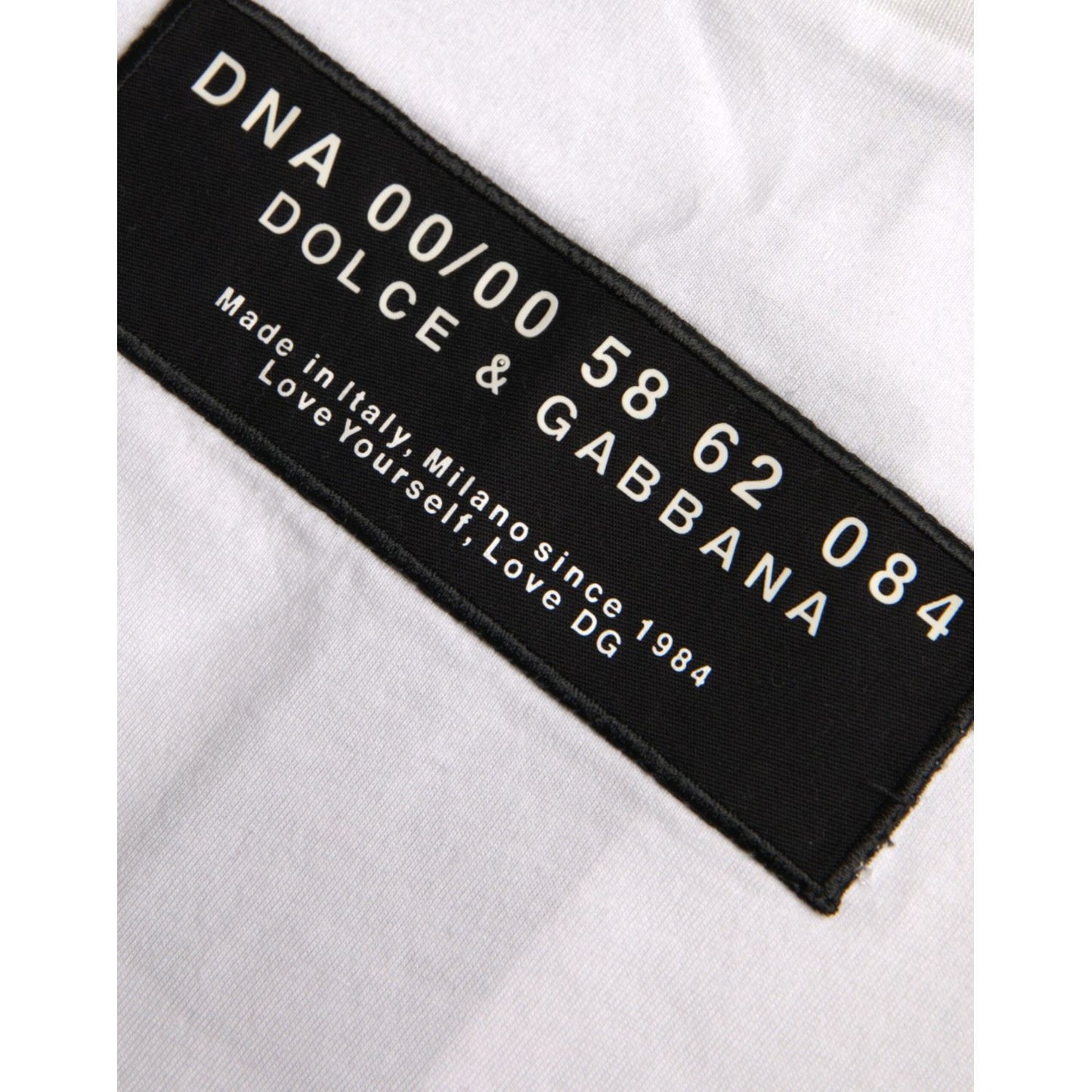 Dolce & Gabbana White Cotton DG Applique Men Casual T-shirt TSH86249-50