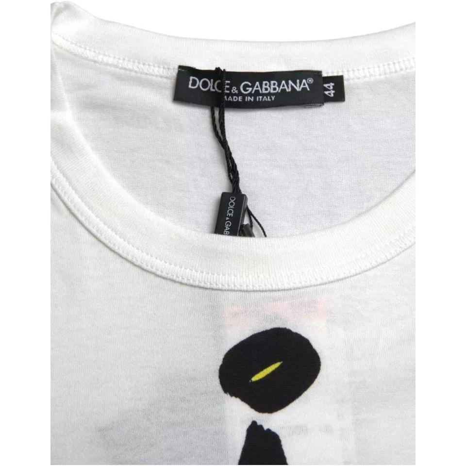 Dolce & Gabbana White Graphic Cotton Short Sleeves Men T-shirt TSH86294-44