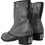 Dolce & Gabbana Black Rhinestone Crystal Chelsea Boots Shoes MV5722-45