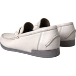 Dolce & Gabbana White Gray Leather Slip Mocassin Shoes Loafer MV5676-39.5