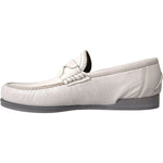 Dolce & Gabbana White Gray Leather Slip Mocassin Shoes Loafer MV5676-39.5