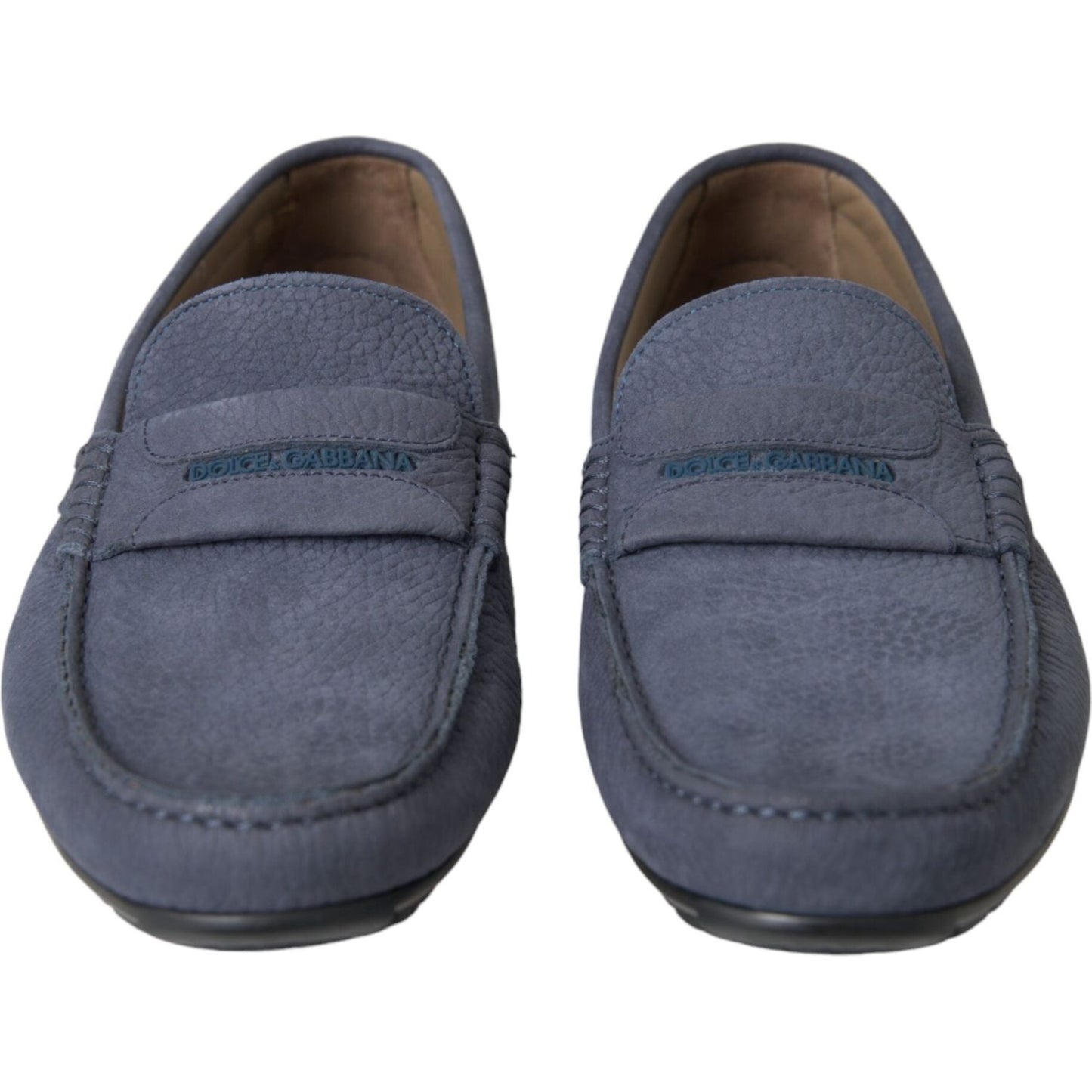 Dolce & Gabbana Blue Calf Leather Slip On Moccasin Shoes MV5690-41.5