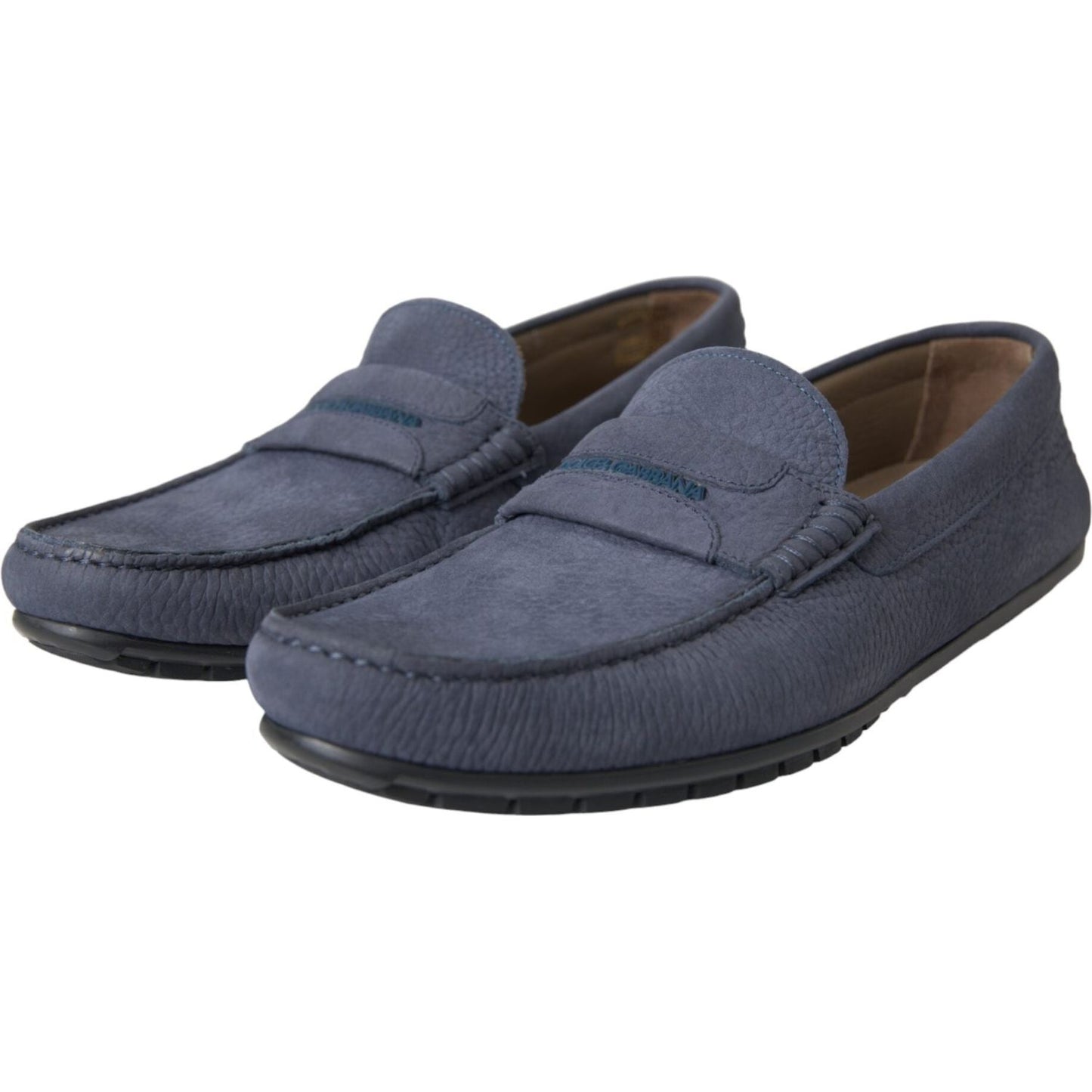 Dolce & Gabbana Blue Calf Leather Slip On Moccasin Shoes MV5690-41.5