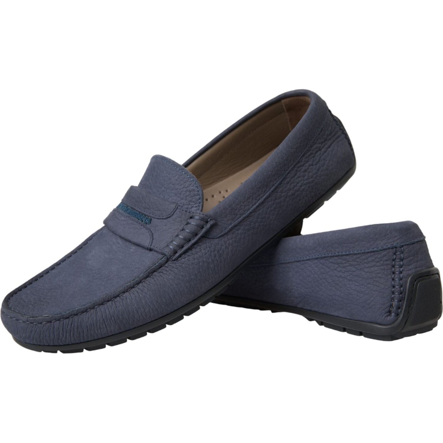 Dolce & Gabbana Blue Calf Leather Slip On Moccasin Shoes MV5690-41.5