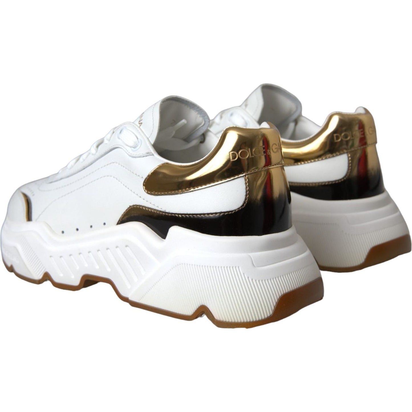 Dolce & Gabbana White Gold DAYMASTER Leather Sneakers Men Shoes MV5712-41.5