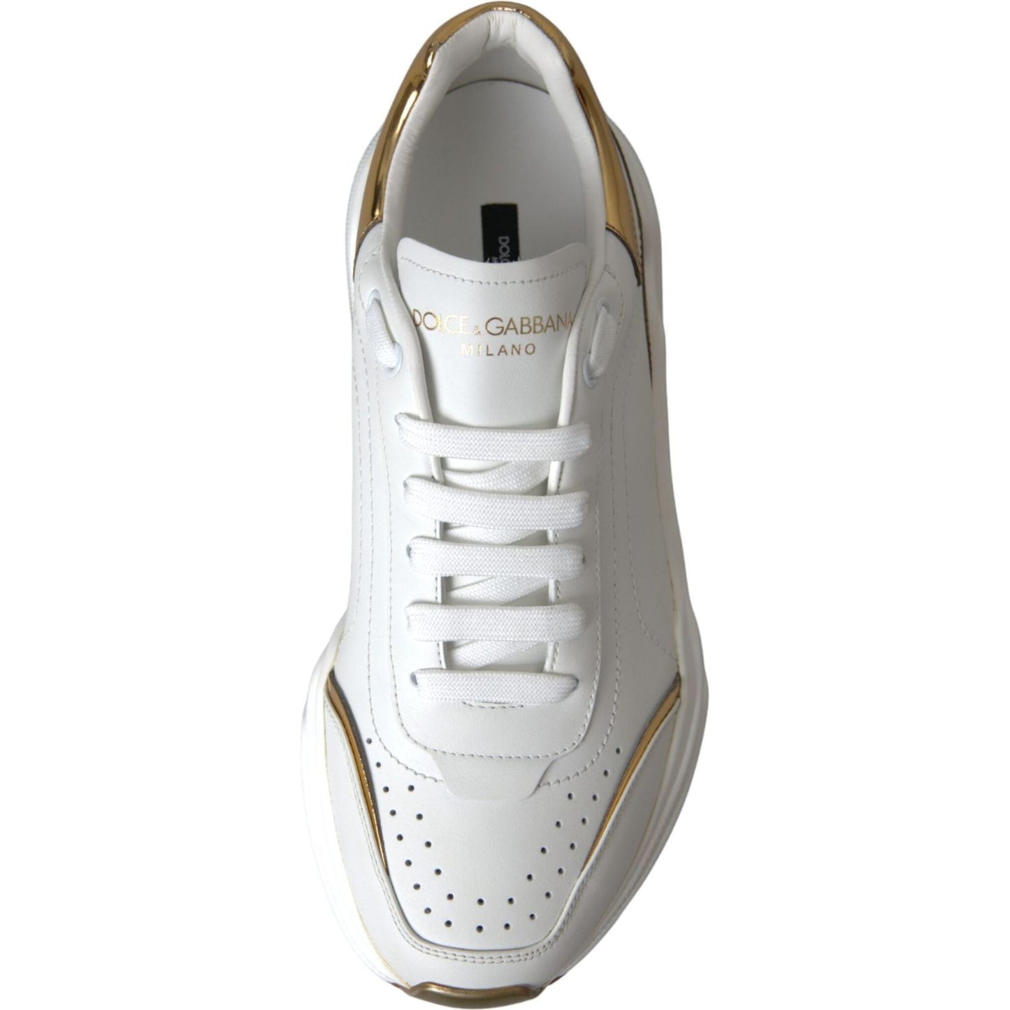 Dolce & Gabbana White Gold DAYMASTER Leather Sneakers Men Shoes MV5712-41.5