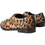 Dolce & Gabbana Brown Leopard Hair Crystal Dress Broque Shoes LA11132-36.5