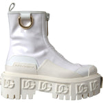 Dolce & Gabbana White Leather Rubber Logo Ankle Boots Shoes LA11042-36