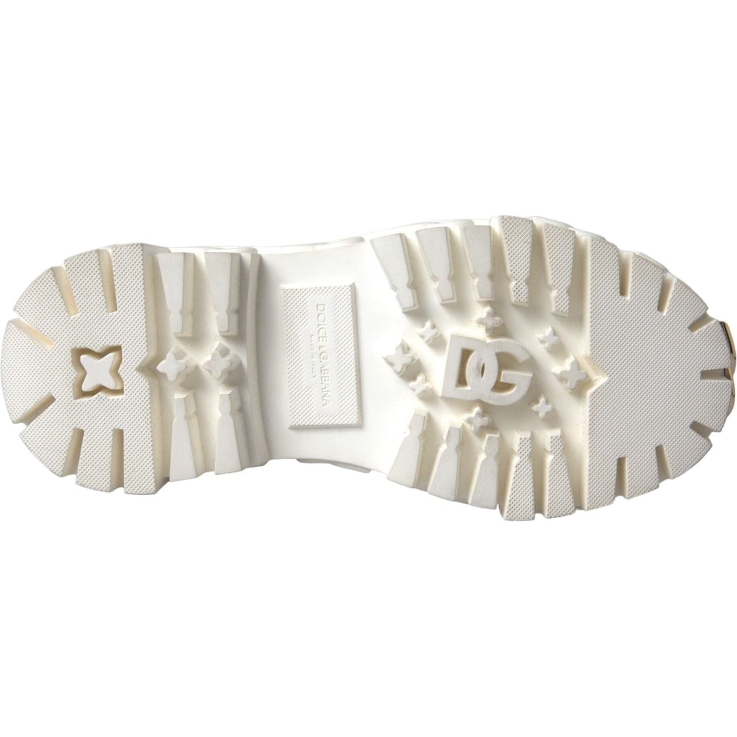 Dolce & Gabbana White Leather Rubber Logo Ankle Boots Shoes LA11042-36